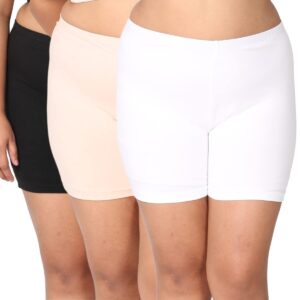 Adira | Shorts for Women Under Dress | Shorts for Women| Women Tights Shorts | Soft & Comfy, Knitted Stretchy Fabric | Perfect Length to Ware Under Dress | Pack of 3