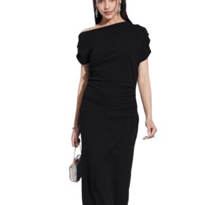 SIRIL Women's Half Sleeve Lycra Solid Bodycon Dress, One Piece Dress for Women