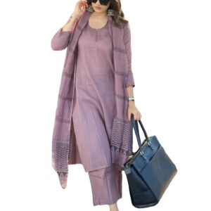 GoSriKi Women's Rayon Blend Solid Straight Kurta with Pant & Dupatta