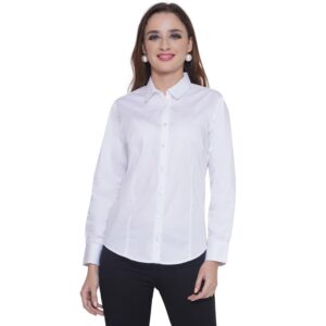 LIANAFASHION Women’s 100% Cotton Full Sleeve Spread Collar Solid Formal Shirt