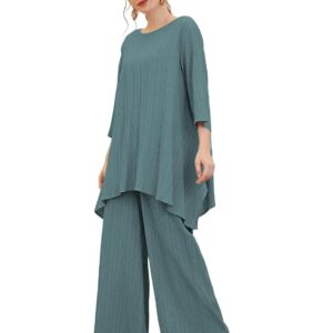 TADKEE Women's Solid Color Round Neck 3/4 Sleeve Co-ord Set | Casual Wear Co ord Set | Kurta Set for Women