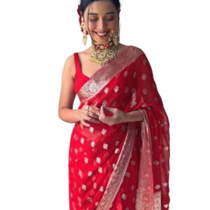 Shiv Textiles Ready to Wear Sarees for Women – Elegant Saree Gown | Premium Ready to Wear Saree for Women | Formal & Stylish Attire for Special Occasions.(ST-R-KP-5038-RED)