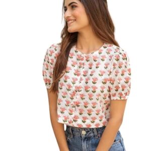 Leriya Fashion Floral Regular Fit Jeans Korean Trendi Western Tops for Women Stylish