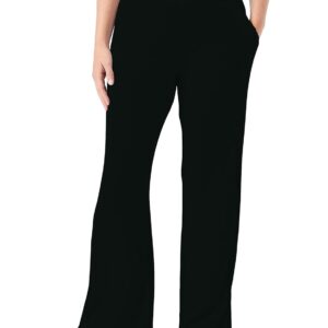 Plussclub Women's Plus Size Flared Trousers with Pockets High Stretch All Day Wear Pants