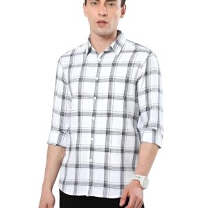 GLORYBOYZ Check Shirt for Men Cotton Full Sleeves Formal Shirts Regular Fit Normal Collar Medium Checks Casual Stylish Checked Office Wear Plaid Checkered Shirt (S - 2XL)