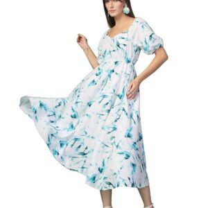 OOMPH! Women's Crepe Fit and Flare Midi Dress
