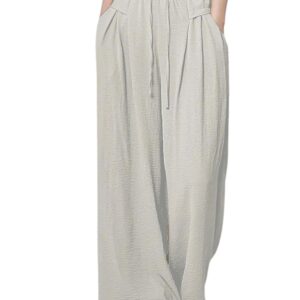 GRECIILOOKS Textured Trousers for Women | Women Loose Fit Trousers | Women's High-Waisted Pant | Women Trousers Pants | Korean Trousers for Women