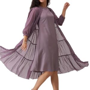 TRENDMALLS Shrug Dress for Women Brasso Midi Western Dress with Collar Neck Puff Sleeve Shrug