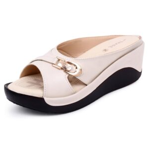 TRASE Women's Fashion Sandal, Faux Leather, Comfortable and Stylish Wedges| Soft Cushion Footbed For Women & Girls | For Casual Wear & Formal Wear Occasions 2.5 inches heel