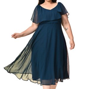 PrettyPlus by Desinoor.com Plus Size Teal Blue Georgette Midi Dress