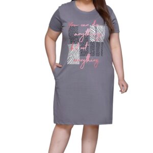 In Love Women Front Printed Cotton Plus Size Nighty Chemise