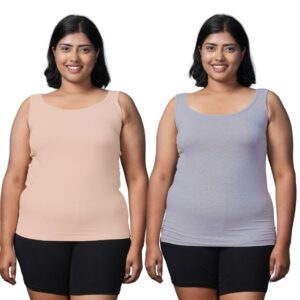 Adira | Plus Size Inner Tank Top Women | Plus Size Inner Tank Tops | Wide Fabric Shoulder | Round Neckline | Offers Full Coverage | Pack of 2
