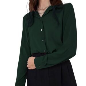 GRECIILOOKS Shirt for Women | Printed Casual Crop Top | Long Sleeve Stylish Collared |Korean Oversized Button-Down |Causal |Formal | Trendy