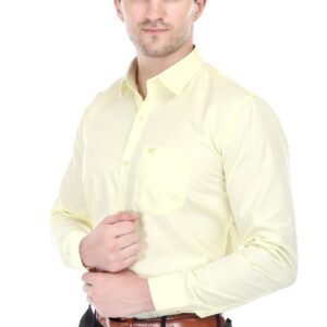 XJARVIS® Clifton Men's Cotton Blend Shirt | Formal Shirt with Pocket | Plain | Spread Collar & Full Sleeves | Summer - Regular Fit