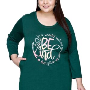 In Love Women's Graphic Print Cotton Round Neck Full Sleeve Plus Size T-Shirt
