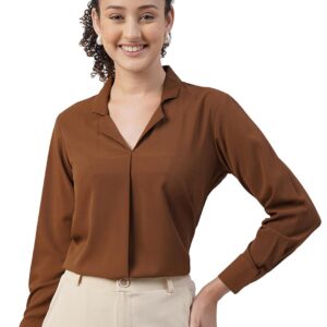 Women's Regular Fit Cotton Blend Shirts with Wingtip Collar