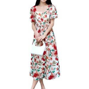 GRECIILOOKS Rayon Fit and Flare Below The Knee One Piece Dresses for Women | Dress
