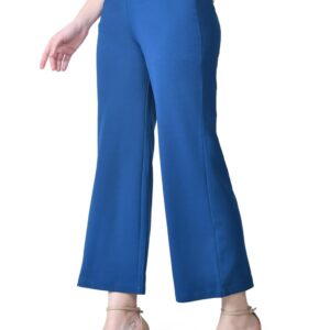 OWL MINK Women's High Waist Straight Fit Trousers | Solid Korean Stretchable Pants for Women | Regular Fit Elastic Waist Full Length Formal Trouser for Casual & Office Wear