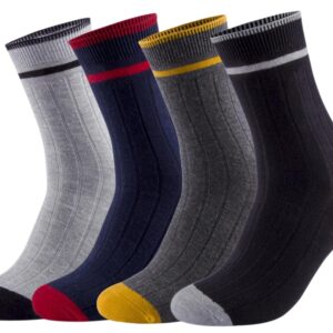 FABdon Men's Mid Calf Crew Combed Full Length Cotton Formal Socks - Ideal for Home, Office wear
