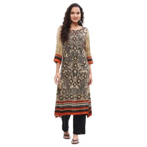 BIBA Women's Rayon Printed Regular Kurtas