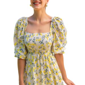 Sheetal Associates Women's Maxi Floral Print Crepe Puff Sleeves Casual Dress