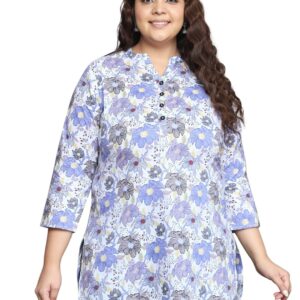 Tissu Women's Plus Size Multicolor Floral Printed Pure Cotton Kurti