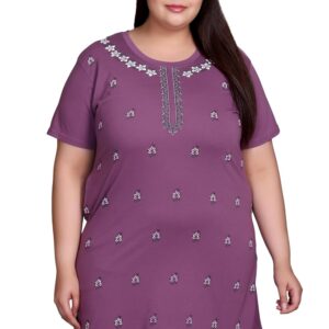 RYSH Women's Plus Size Longline T-Shirt with Ethnic Print, Side Slits Pockets