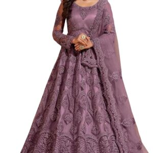 JULEE Women's Net Embroidered Semi-Stitched Gown (Sunita Gown-New)