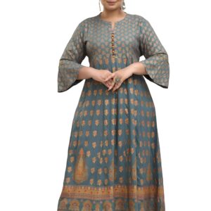 Fashion Zest - Women Rayon Regular Grey Gown | Formal Wear Plus Size Gown | Plus Size Gown | Ultra Plus Size Gown| Occasion Wear Gown | CH159