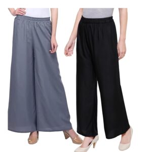 Shobha Expo Stylish Women's and Girls Cotton Rayon Latest Palazzo Pants Combo Pack of 2 Trendy Casual Regular Wear Free Palazzo Or Jambo Size Plus Size Palazzo Size M L XL XXL 3XL 4XL 5XL 6XL