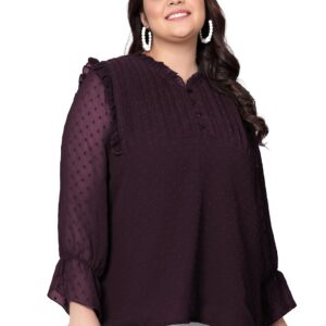 Indietoga Women's Plus Size Embroidered Georgette Longline Tunic Tops (2XL to 7XL)