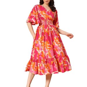 KZULLY Women's Rayon Smocked Midi Dress