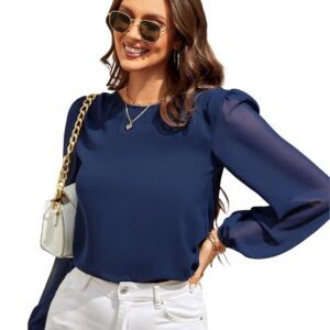 SIRIL Women's Georgette Regular Fit Blue Top