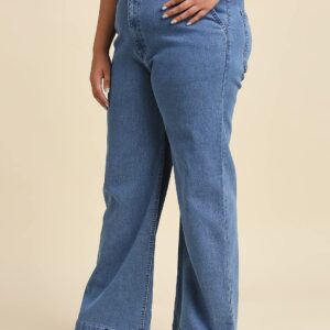 HIGH Star Women Plus Size Blue Wide Leg Stretchable Jeans