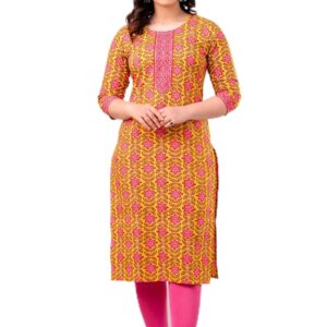 Vnyashri Cotton Straight Kurta for Women || Gray Pink Color