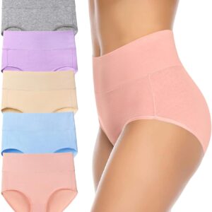 Annenmy Women's High Waist Cotton Underwear Soft Brief Panties Regular and Plus Size