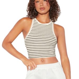 Aahwan Women's & Girls' Striped Crop Racerback Tank Top