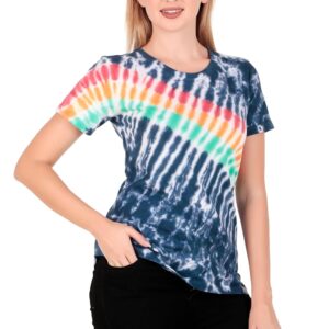 Stories.Label Women 100% Cotton Tie Dye Tshirt in Ribbed Neck Includes Plus Sizes, Regular Fit and Half Sleeves (Sizes Medium -5XL)