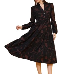 Sheetal Associates Women's Casual Full Sleeve Crepe Fit & Flare Dress | Comfortable Relaxed Fit Summer Party Dress