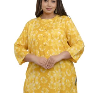 Fashion Zest - Women Rayon Yellow Short Kurti/Top/Tunics | Casual Wear Kurti | Short Kurti/Tunic | Ultra Plus Size Kurti | Formal Wear Kurti | CH177