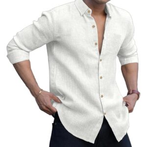 Men's Solid Linen Cotton Shirt | Casual | Plain | Full Sleeve | Summer-Regular Fit| Men Stylish Shirt | Everyday Formal Wear