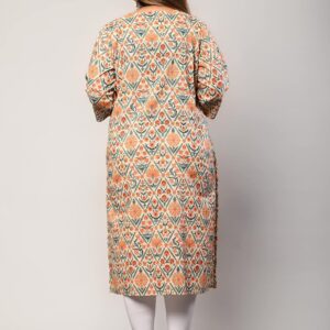 Women Printed Pure Cotton Plus Size Straight Kurta (Beige)