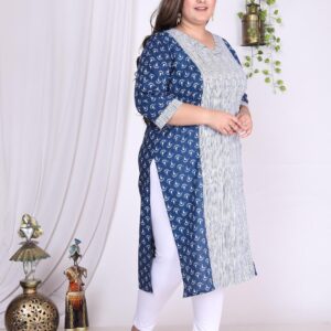 Women Printed Pure Cotton Plus Size Straight Kurta