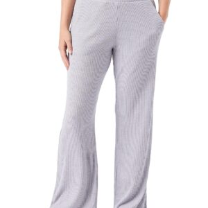 Plussclub Women's Plus Size Flared Trousers with Pockets High Stretch All Day Wear Pants