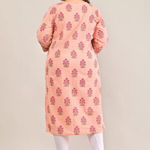 Women Floral Printed Pure Cotton Plus Size Straight Kurta