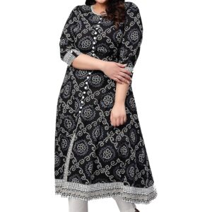 Yash Gallery Women's Cotton Bandhej Printed Anarkali Kurta for Women