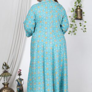Swasti Women Pure Cotton Plus Size Floarl Printed Gown Blue