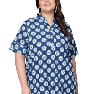 Indietoga Women's Printed Casual Cotton Tunic Tops (Plus Sizes 2XL to 7XL)