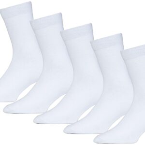 RC. ROYAL CLASS Boys and Girls Calf Length White Plain Organic Cotton School Socks (Pack of 5 Pairs)