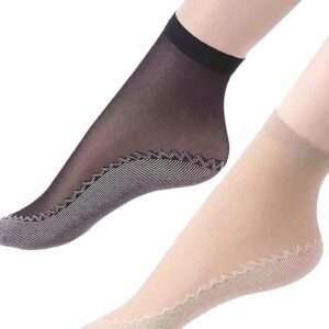 NYAMAH SALES Ankle Length Women Transparent Socks fashion Socks Silky Anti-Slip Cotton Sole Sheer Ankle High Tights Hosiery Socks For Girls.